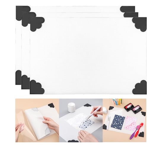 BAOFALI 3Pcs/Set Non-Stick Craft Mat; Heat Resistant Media Surface Mat with Weighted Reinforced Corners for All Stamping, Ink Blending, Stenciling Scrapbooking Craft Projects (15.75x10.24inch)
