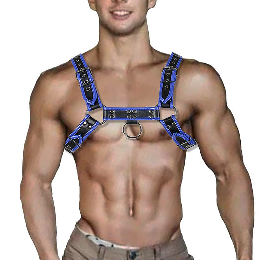 QUYUWOWO Harness for Man Adjustable Leather Harness Body Chest Half Harness Punk Belt Clubwear Costume