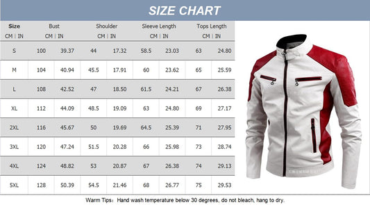Zaswen Stand Collar Motorcycle Jacket for Men Fashion Long Sleeve Slim Faux Leather Racing Jackets Vintage Full Zip Up Color Block Windproof Motor Biker Outwear Coats with Pockets S