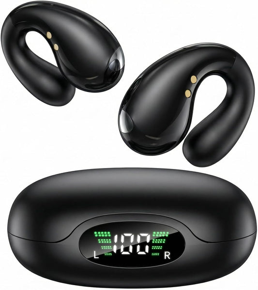 Boytond Ultra Open Ear Earbuds - Comfortable Clip-On Bone Conduction Earbuds, Over-The-Ear Open Headphones