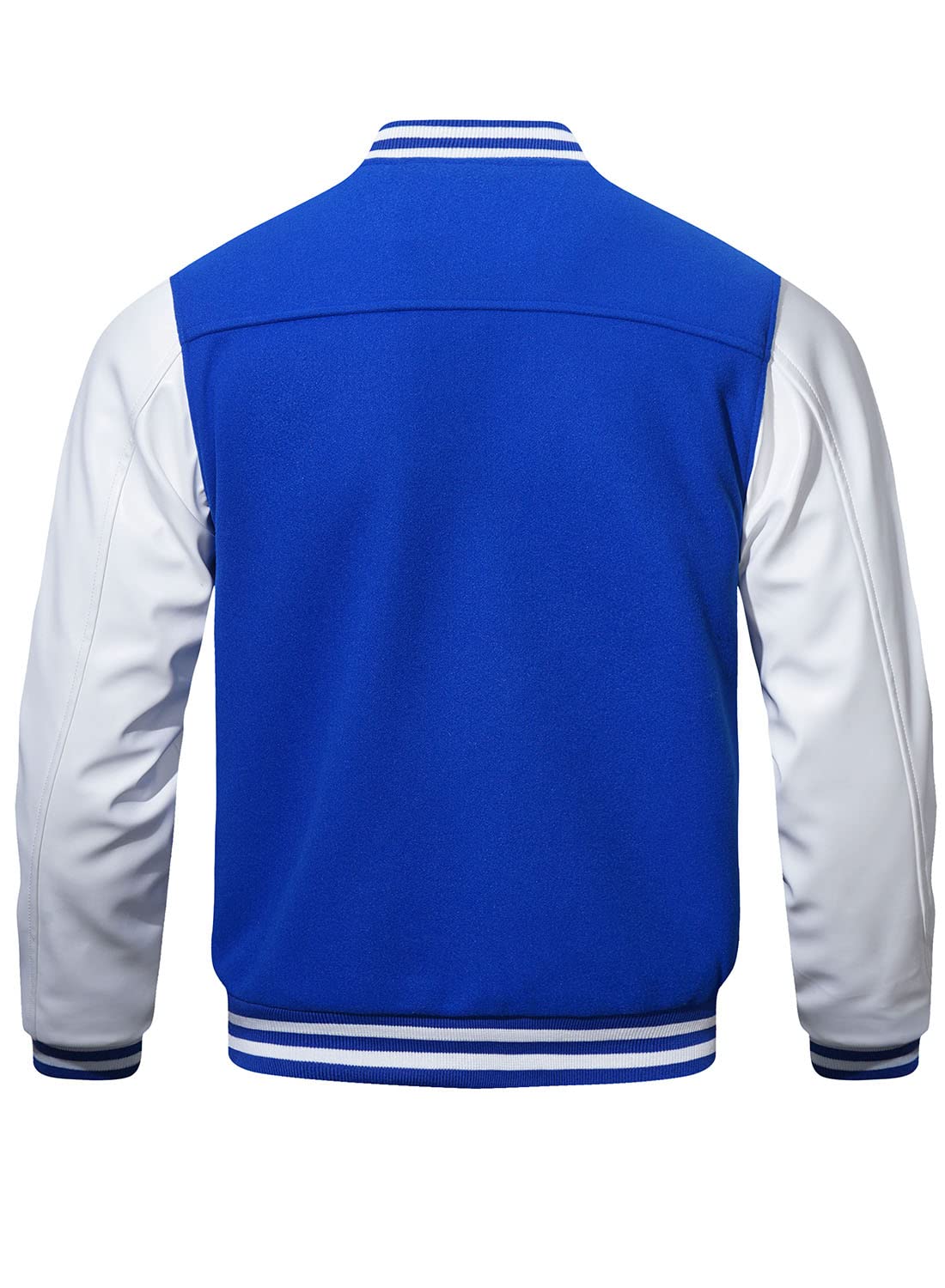 HOOD CREW Mens Varsity Jackets Faux Leather Sleeve Letterman Boys College Baseball Jacket Blue XL