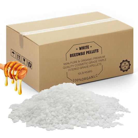 Beeswax Pellets 10LB, Organic White Bees Wax for DIY Candles, Beeswax for Candle Making, Skin, Body, Face, and Hair Care, Lotions, DIY Creams, Lip Balm and Soap Making Supplies