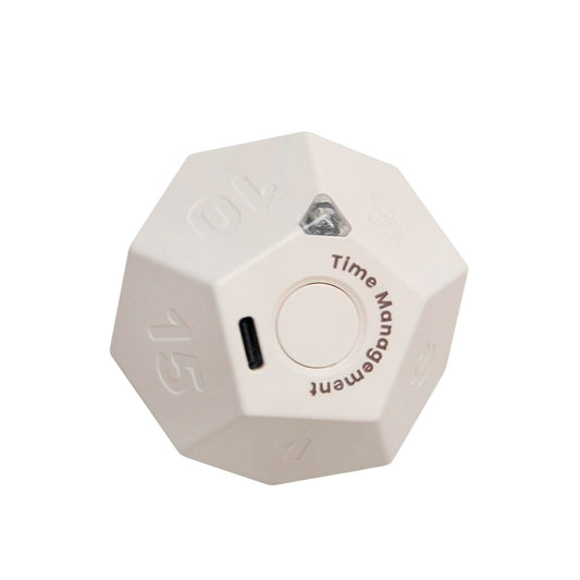 BEBESIRI Mini 12 Sided Cube Timer, 11 Preset Times Pomodoro Timer for Enhanced Productivity. Ideal for ADHD Management, Workout, Study & Kitchen Cooking. Easy to Use（White）