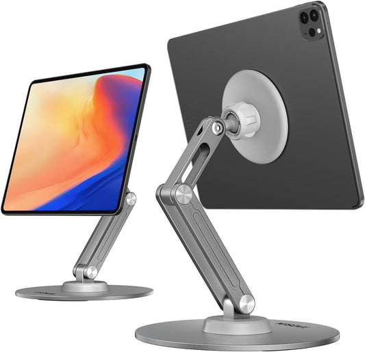 XAOSUN 360Rotation,Home Tablet Stand Magnetic for ipad Stand Desk Multi-Angle, Adjustable Foldable Tablet Holder,Metal
