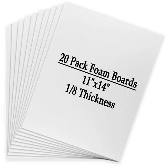 Acrux7 20 Pack Foam Boards 11x14 Foam Core Backing Board 1/8 Inch Thickness Foam Poster Boards for Projects, School, Crafts, Office & Art Projects