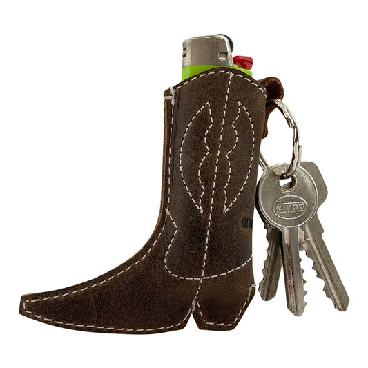 Hide & Drink, Boot Lighter Keychain Handmade from Full Grain Leather - Cute, Trendy, Stylish, Accessory - Keyring for Easy Attachment to House, Car, Office Keys - Bourbon Brown