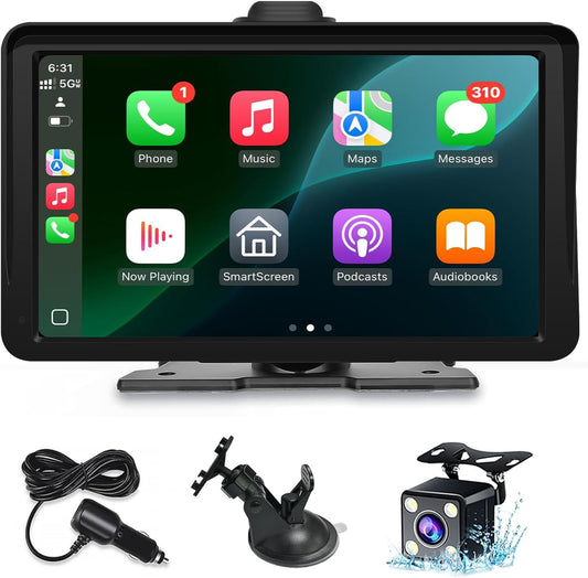 25HOURS 7" 1080P Apple Carplay Screen for Car, HD Portable Wireless Apple Carplay & Android Auto Touchscreen