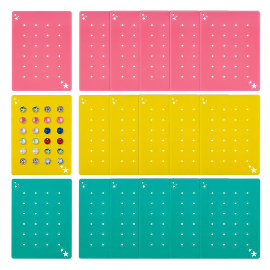 OLYCRAFT 12Pcs 3 Colors Acrylic Earring Display Cards 24 Holes Earring Organizer Portable Earrings Holder Jewelry Organizer Holder Show Rack for Home Travel Stud Earrings Jewelry Storage and Display