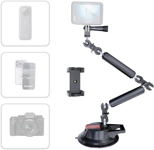 COFRY 4.5" 1/4" Suction Cup Magic Arm Mount KitVersatile Car Mount & Desktop Phone Holder Complete with Thread Phone