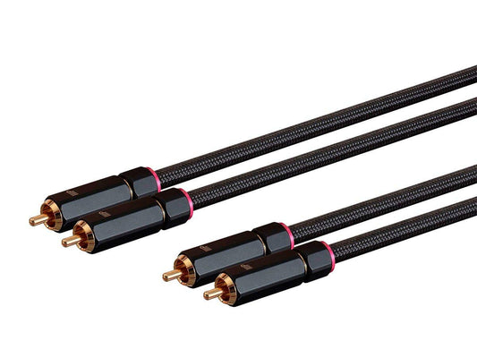 138076 3 Monoprice - Male RCA Two Channel Stereo Audio Cable - Feet - Black, Gold Plated Connectors, Double Shielded