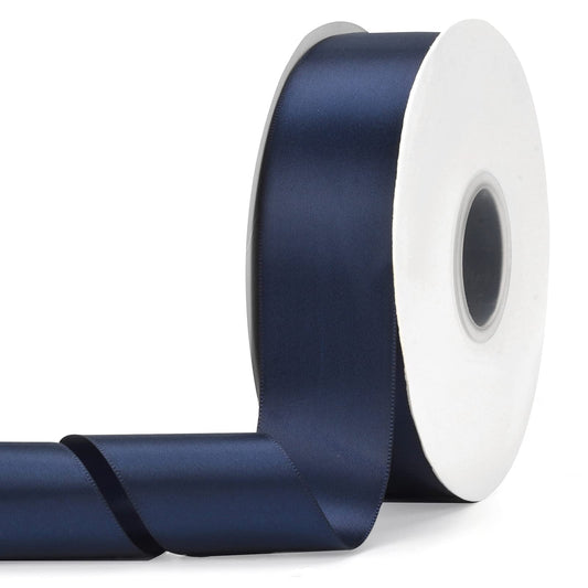Ewaymado Solid Color Navy Blue Double Faced Satin Ribbon 1-1/2" X 50 Yards, Fabric Ribbons Perfect for Wedding and Party Decoration,Gift Wrapping, Sewing, Crafts