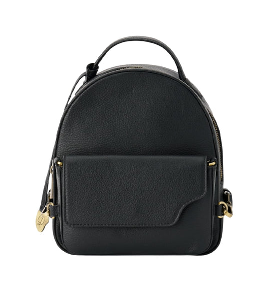 DANEAULT The Rebecca Conversion Mini Backpack – Convertible Leather Bag with Removable Front Pocket – Travel, Work & Everyday Use – Compact and Stylish – Women's Backpack - Black