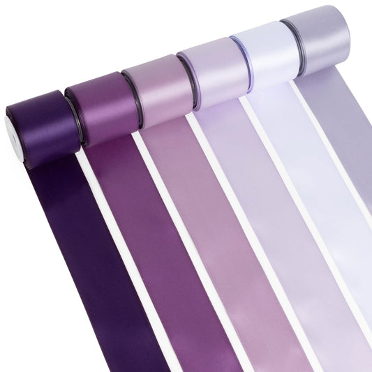 Purple Ribbon 1.5 Inch Lavender, Lilac, Amethyst, Dark Purple Double Faced Satin Ribbon for Flower Bouquet, Gift Wrapping, Wedding Invitation, Bows, Crafts, Gift Bags - 30Yards