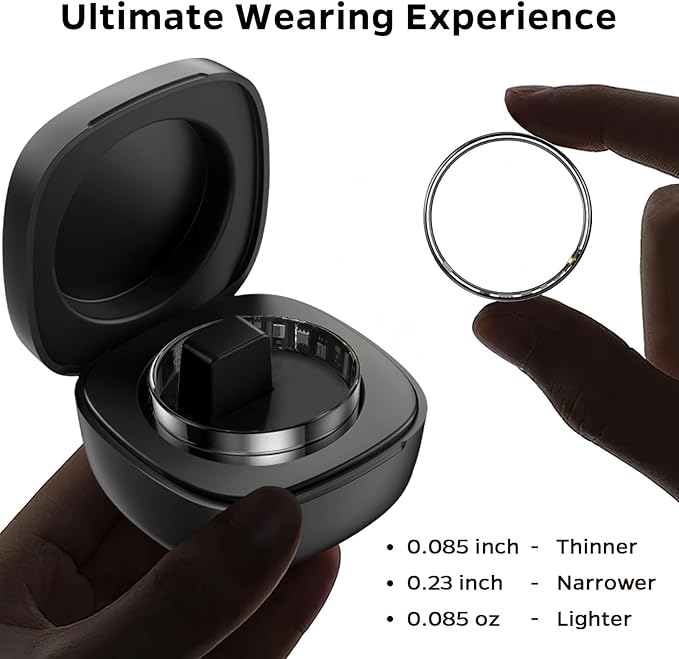 Ultra-Thin Smart Ring for Women Men,Sleep Tracker Ring with Heart Rate, Waterproof Fitness Ring for Activity Monitoring/Steps/Calories,No Subscription Fee,for iSO & Android (Silver,10#)