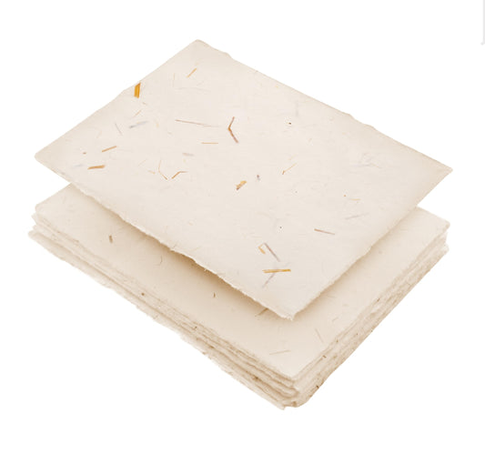 Wanderings Cream A5 Handmade Deckled Edge Cotton Paper - Cold Pressed Texture - Paint, Watercolor, Writing, Printer, Cards, Invitations, Menus, Arts and Crafts. 50 Pack 150gsm - 5.8" x 8.3"