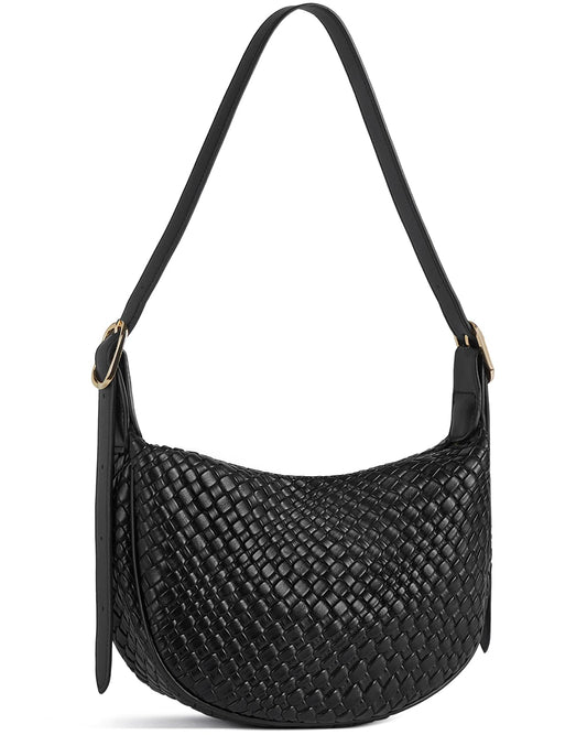 BOSTANTEN Purses for Women Crescent Crossbody Bag Vegan Leather Shoulder Hobo Handbag Adjustable Strap, Small Black