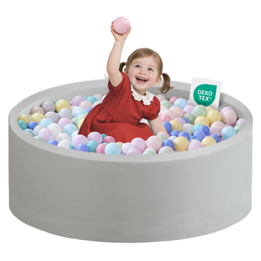 Zedachica Ball Pit for Toddlers 35.43''x11.81 Baby Ball Pits Soft Memory Foam Ball Pit Round Kids Ball Pit Indoor Game Kids Play Ball Pool Ideal Gift for Girls and Boys (Grey, NO Balls)