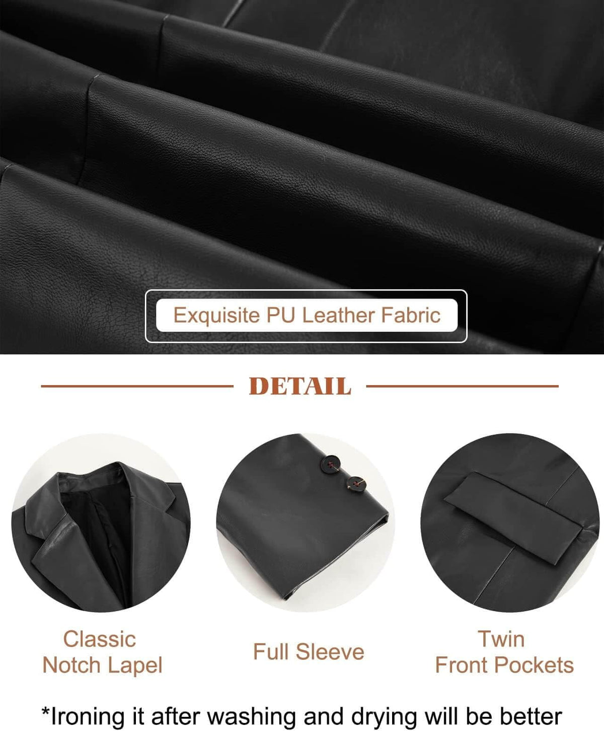 Pepochic Womens Oversized Leather Jacket Long Sleeve Faux Leather Blazer Lapel Button Down Leather Shacket Coat with Pockets
