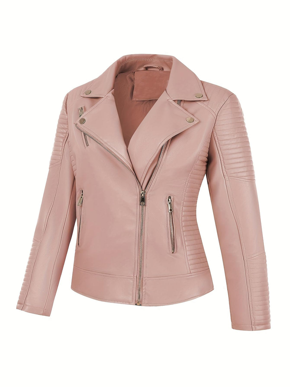 Pallivare Women's Faux Leather Jacket Spring Motorcycle Biker Clothes Outfits Short Fashion PU Casual Coat PU53 Pink S