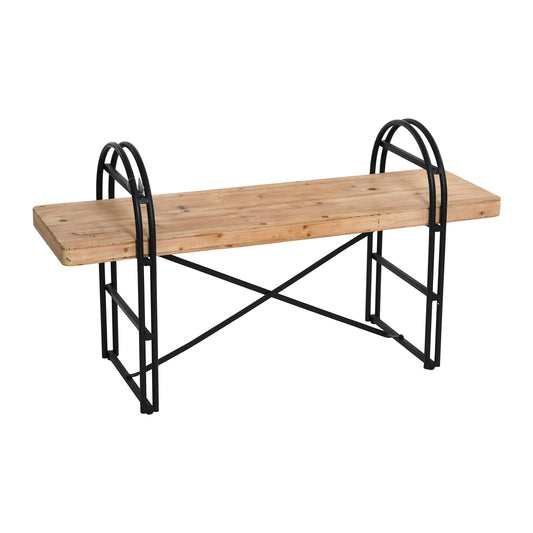 Main + Mesa Eitri Wood and Metal Bench, Driftwood