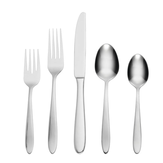 Oneida Silverware Set, Mooncrest 65-Piece Everyday Flatware Set, Service For 12, 18/0 Stainless Steel, Rust Resistant And Dishwasher Safe, Knives Spoons And Forks, Utensils (Silver, 65 Piece)