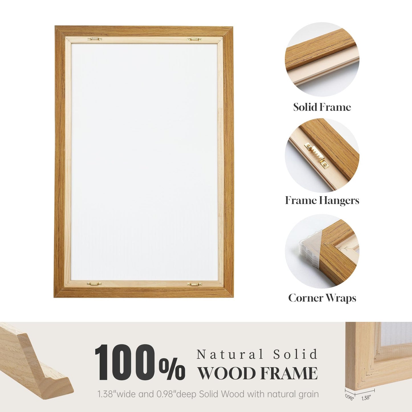 Large Framed Rustic Canvas Wall Art for Living Room, Neutral Abstract Nature Modern Prints Paintings Artwork for Walls, Horizontal Lake Landscape Pictures Wall Decor for Bedroom and Office, 30x60 In