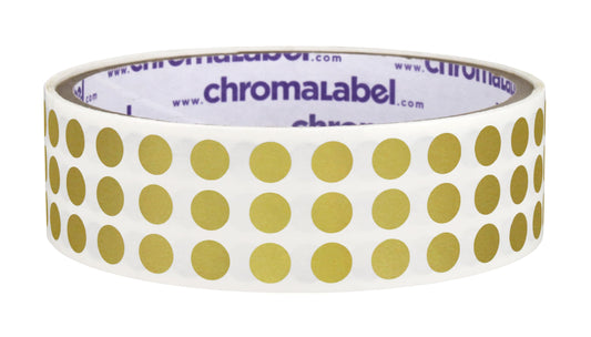 ChromaLabel 1/4 Inch Round Colored Stickers, Permanent Sticky Dots Color Coding Labels, Ideal Sticker Dot for Arts and Crafts - 1000 Colored Dots per Roll, Metallic Gold Sticker Labels