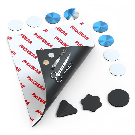 PHIXBEAR 80mil Strong Magnetic Sheet with Adhesive Backing, 8.28" x 11.7" High Magnetic Strength Ultra-Thick Flexible Rubber Magnets, Easy to Cut for Crafts,Fridge, Vehicle displays (1-Pack)