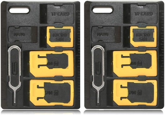 CARD DEVIL 2 Packs Set SIM Adapter Kit With Tray Eject Pin, Card Holder, Micro SD and Nano Storage Tool for Standard