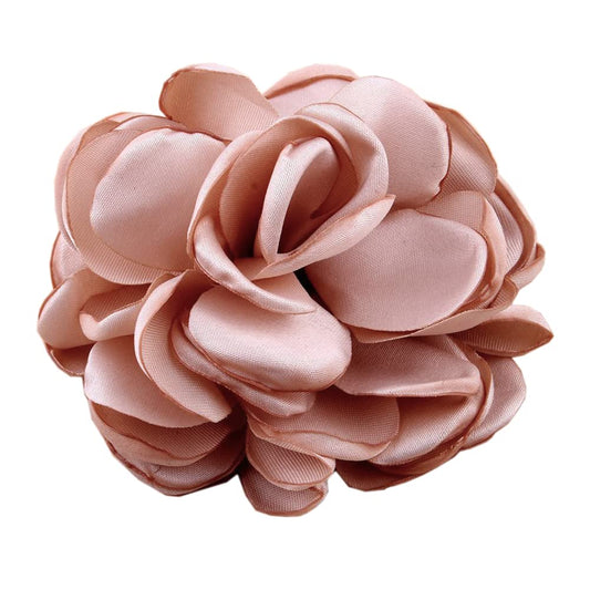 Huralona 10pcs Satin Ribbon Flowers for Crafts Bow Wedding Dec Vintage Fabric Flower Artificial Roses for Headpiece Appliques Ornament (Khaki)
