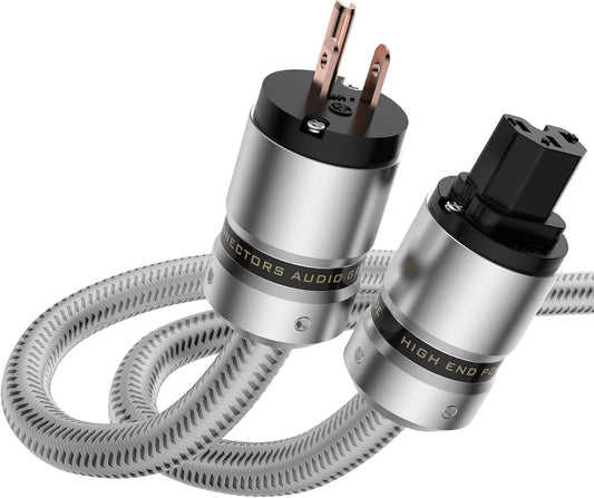 Tertullus 3-Prong 14AWG 125V 15A (1M 3.28FT) HiFi Audiophile AC Highend Audio Power Cable Audiophile Power Cord Silver