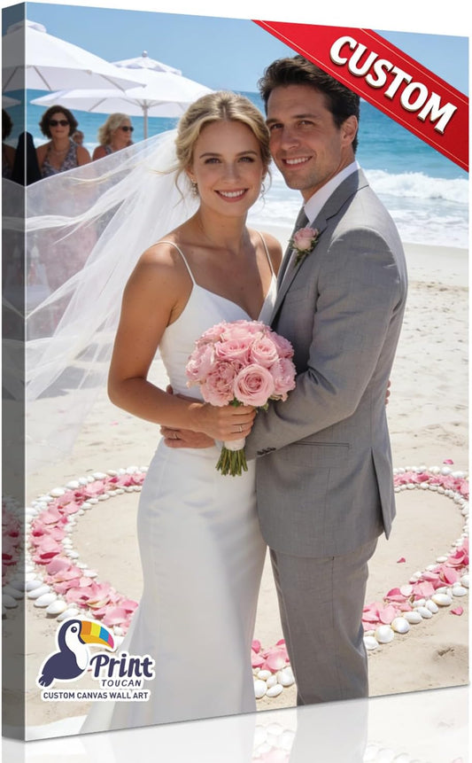 PrintToucan Custom Canvas Print - Personalized Photo Wall Art 16x24 IN | Unique Gift for Couples & Family Decor