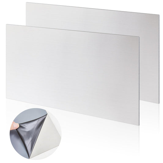 MorningRo 2 Pcs 430 Stainless Steel Sheet Metal 12 x 9 Inches 24ga Metal Plates Panel #4 Brushed Finish Magnetic Mount Board Wall Food Truck Restaurant Crafting Kitchen Floor Trailer Garage Gym