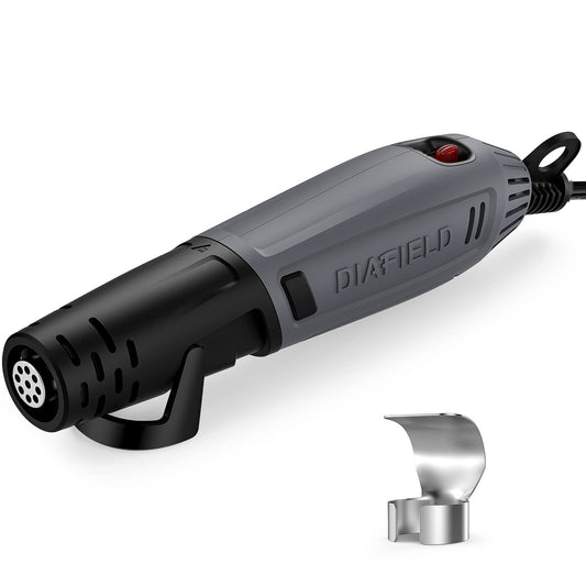 DIAFIELD Mini Heat Gun, 2 Temp Setting 302℉-842℉ Fast Heat Hot Air Gun Tool with Reflector Nozzle and 5.9Ft Cable Overload Protection for Epoxy Resin, Craft, Embossing, Shrink Wrapping & DIY