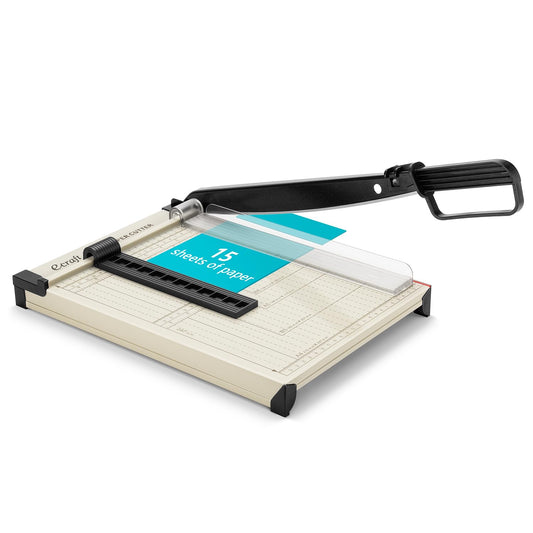 Ecraft 12" Guillotine Paper Cutter：Paper Trimmer Accurate Cutting with Safety Guard,15 Sheets Capacity,Magnetic Guide,Heavy Duty Metal Base, Perfect for Cardstock,Cardboard,Vinyl,Crafts & Photos