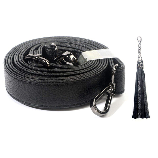 BEAULEGAN Purse Strap Replacement - Full Grain Microfiber Leather - 59 Inch Long Adjustable for Crossbody Shoulder Bag - 0.7 Inch Wide, Black/Gunmetal