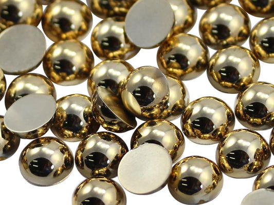 Allstarco 5mm Gold Flat Back Acrylic Round Pearl Cabochons Plastic Rhinestones Pearl Gems Embellishments for Jewelry, Crafts, Costumes, Card Invitations, Cosplay - 80 Pieces