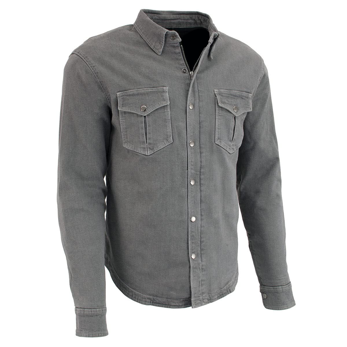 Milwaukee Leather Men's Long Sleeve Solid Biker Shirts w/CE Armor - Reinforced w/Aramid Fibers (US, Alpha, X-Large, Regular, Regular, MPM1621)