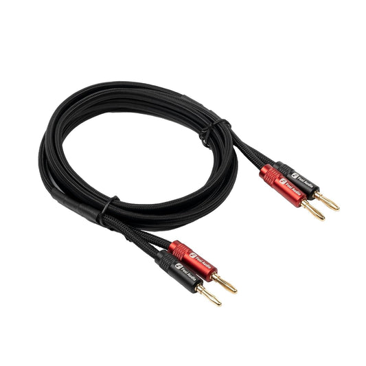 14AWG 5.9Ft, 1 Pack 4 (1.8m/70.87in) Fosi Audio Braided Speaker Wire Pair Cable with Gold Plated Banana Plugs, Black
