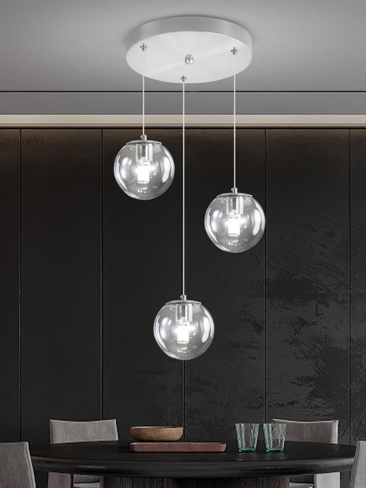 ykolupty 3-Light Chrome Pendant Lighting Modern Mini Chandeliers,Adjustable Clear Glass Pendant Light Fixture for Kitchen Island Dinning Room Bedroom