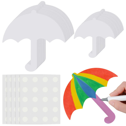 Harloon 100 Pcs Paper Cutout 5.5" 3.5" Classroom Bulletin Board Accents Cut Outs Kids DIY Craft Decoration with 100 Pcs Glue Point for School Home Party(Umbrella)