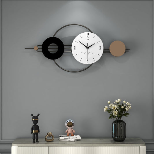 JUJUDA Decorative Wall Clocks for Living Room Decor, Large Modern Metal Wall Clocks Battery Operated for Bedroom Kitchen Office Home 31 Inch Big Silent Black Clock Wall Decor Non Ticking for Indoor