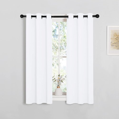 NICETOWN Draperies | Grommet Window Treatment Curtains - 50% Light Blocking, Small Size (29x45", White)
