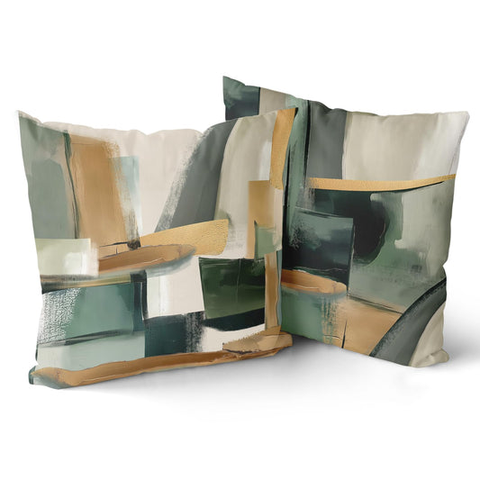Giwawa Sage Green Gold Pillow Covers Abstract Green and Gold Throw Pillow Covers Set of 2 Modern Minimalist Square Pillow Case for Sofa Bed Living Room Home Decor 18 x 18 Inches