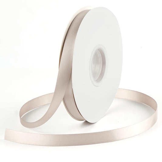 DINDOSAL Taupe Satin Ribbon, 1/2 Inch x 50 Yards, Thin Ribbon for Crafts, Wedding Decor, Gift Wrapping, Hair Bows, Christmas Decor