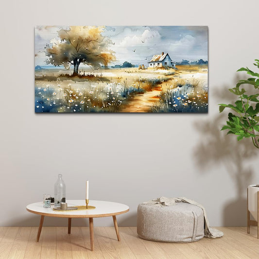 FUHAIHUA Large Canvas Wall Art For Bedroom Wall Decor For Living Room Modern Office Decorations Pastoral Pictures Scenery Watercolour Wall Paintings Artwork Farmhouse Home Decor Mural 30x60 In