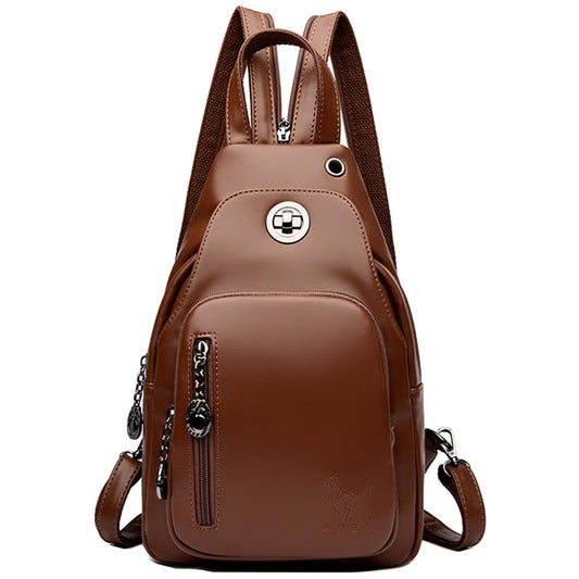 O-TBOST Genuine Leather Sling Bag for Women Convertible Backpack Purse Crossbody Bag Travel Casual Daypack (Brown-1)