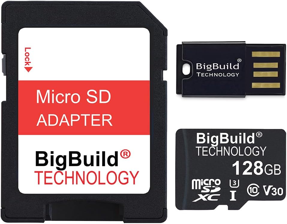 BigBuild Technology 128GB 100MB/s U3 9/9 Pro/9 9S/9T, 10/10 Lite/10 Pro/10 10S/10T, 11 Ultra Fast microSDXC Memory Card