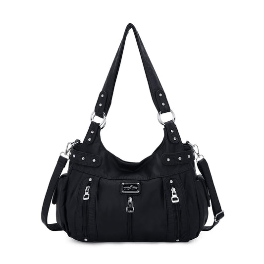 Angel Kiss Large Purses and Handbags for Women Washed Faux Leather Crossbody Hobo Satchel Shoulder Handbag Tote Purse