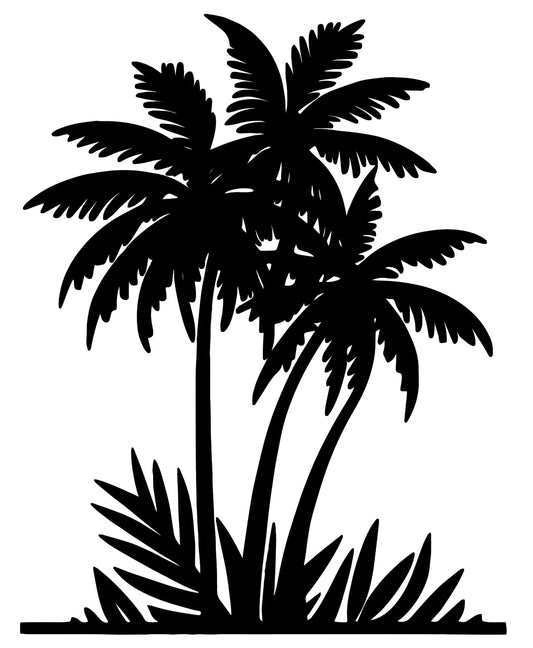 Benziso Palm Tree Metal Wall Art Tropical plants Wall Decor Beach Theme Wall Sculptures Coastal Wall Hanging for Bathroom Living Room Indoor Outdoor (Black)